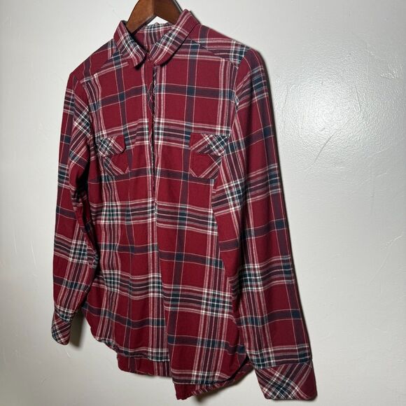 Kuhl Women's Red Maroon Plaid Shirt Popover Women's Size Medium Style# 8219 - Picture 4 of 16